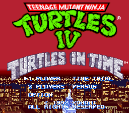 Teenage Mutant Ninja Turtles IV - Turtles in Time (USA) (Beta) Title Screen